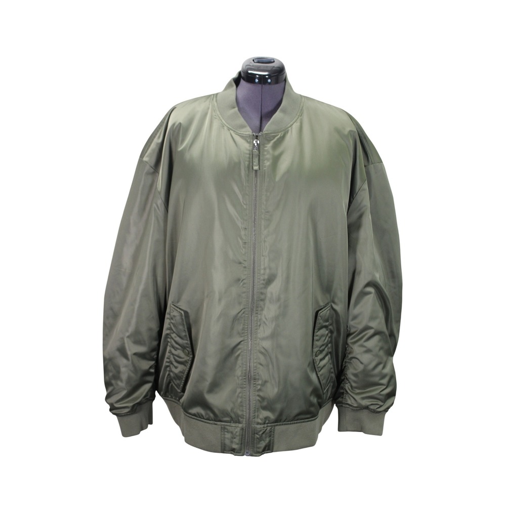 Gap Bomber Jacket Men's XXL Green Satin Full‎ Zip Relaxed Fit Casual Outerwear